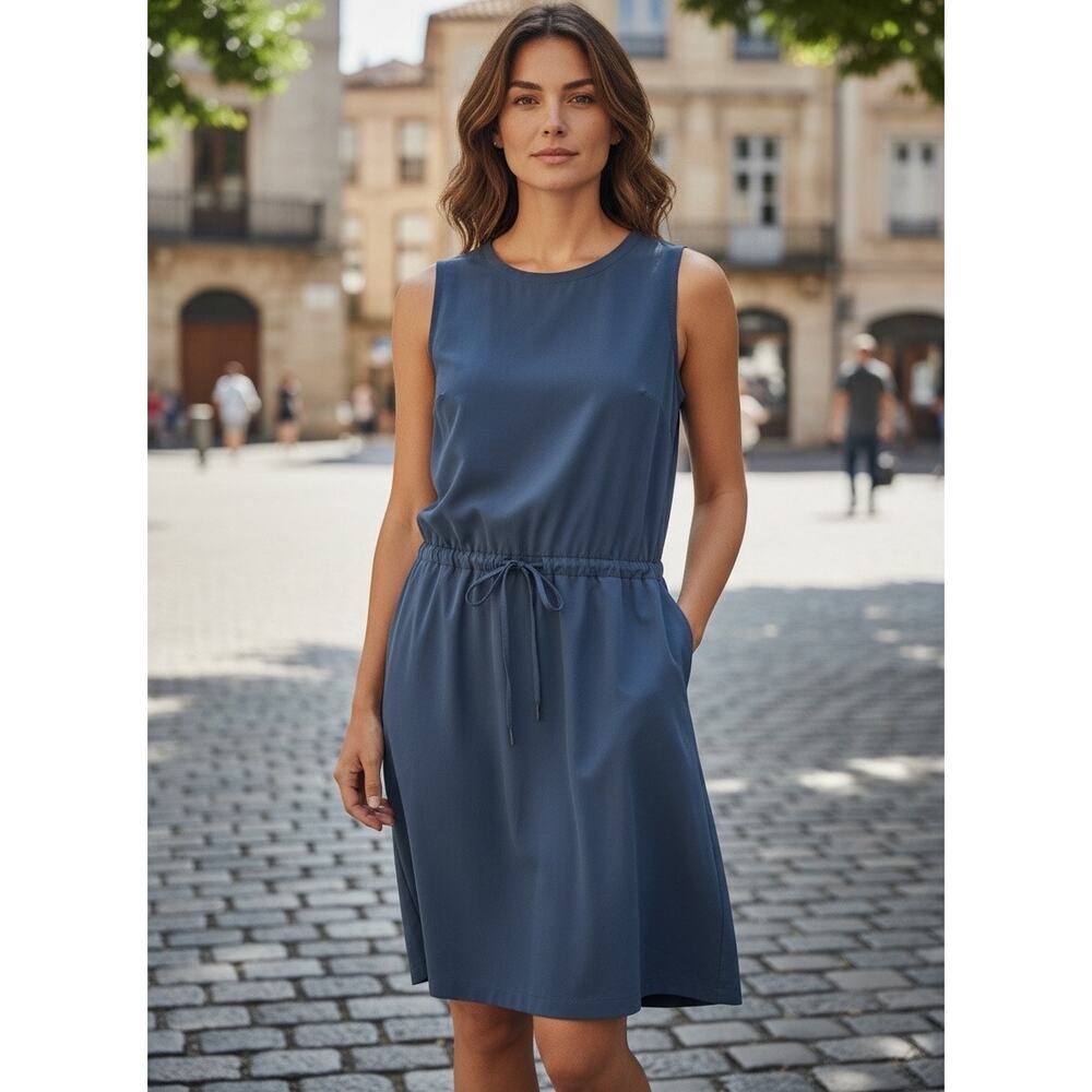 Free Country Blue Sleeveless Dress Size Extra Large Drawstring Waist Outdoorsy